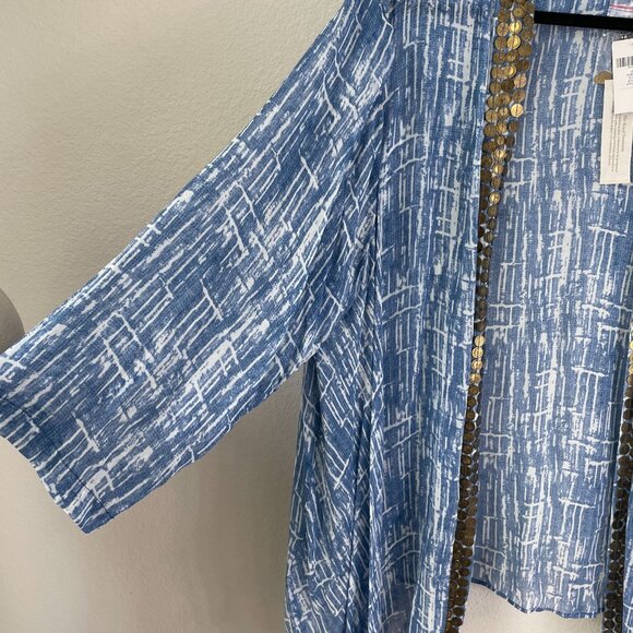 NEW Chicos 4 Womens Plus XXL Bimini Embellished 3/4 Sleeve Open Cardigan Kimono - Picture 11 of 13
